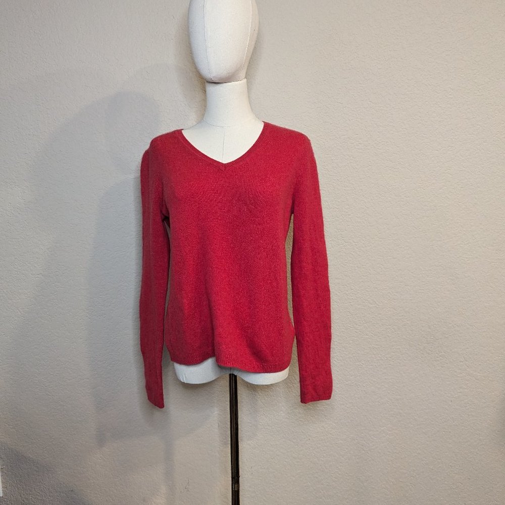 Tahari Women's Berry V Neck 100% Cashmere | Size L